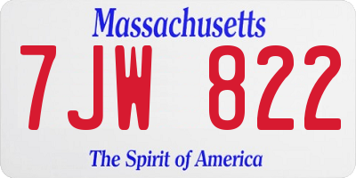 MA license plate 7JW822