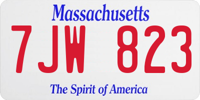 MA license plate 7JW823