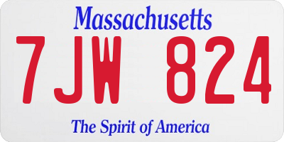 MA license plate 7JW824