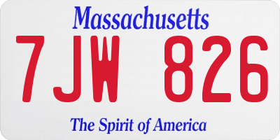 MA license plate 7JW826