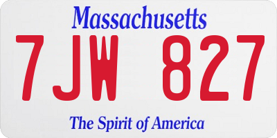 MA license plate 7JW827