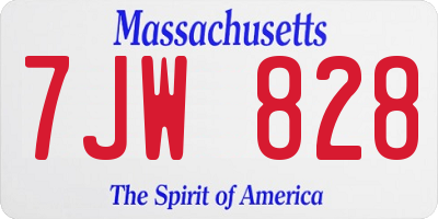 MA license plate 7JW828
