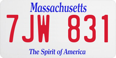 MA license plate 7JW831