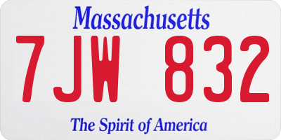 MA license plate 7JW832