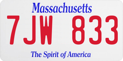 MA license plate 7JW833