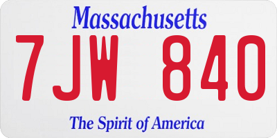 MA license plate 7JW840