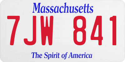 MA license plate 7JW841