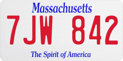 MA license plate 7JW842