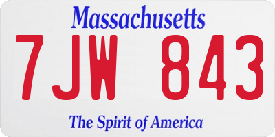 MA license plate 7JW843