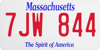 MA license plate 7JW844