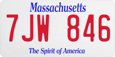 MA license plate 7JW846