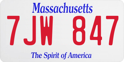 MA license plate 7JW847