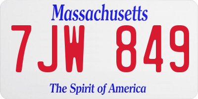MA license plate 7JW849