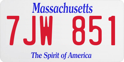 MA license plate 7JW851