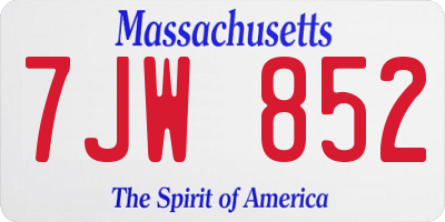 MA license plate 7JW852