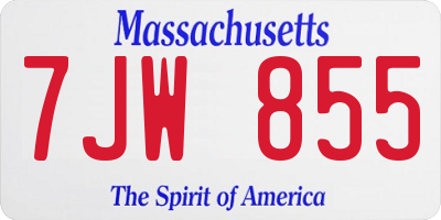 MA license plate 7JW855
