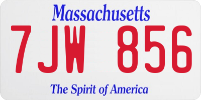 MA license plate 7JW856
