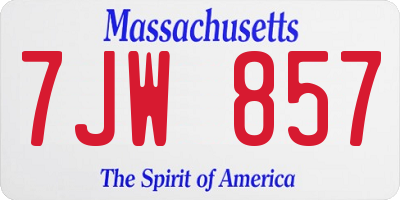 MA license plate 7JW857