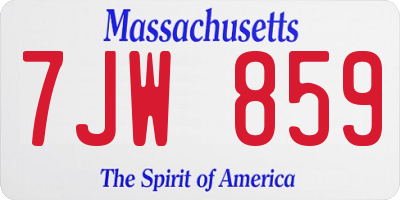 MA license plate 7JW859