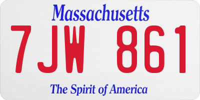MA license plate 7JW861