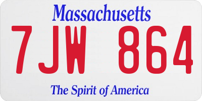 MA license plate 7JW864