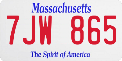 MA license plate 7JW865