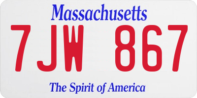 MA license plate 7JW867