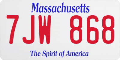 MA license plate 7JW868