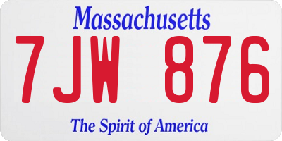 MA license plate 7JW876