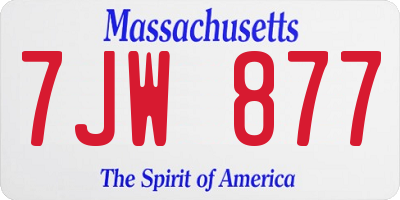 MA license plate 7JW877