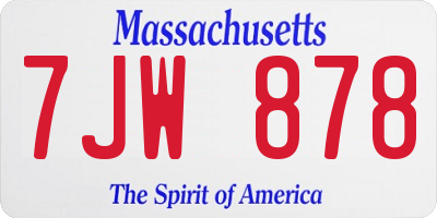MA license plate 7JW878