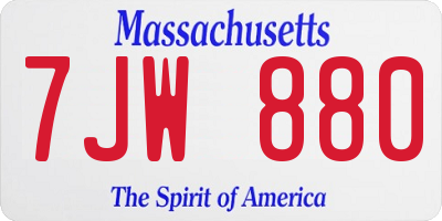 MA license plate 7JW880