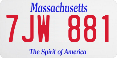 MA license plate 7JW881