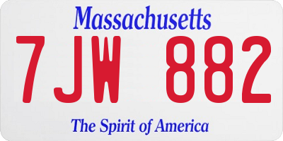 MA license plate 7JW882