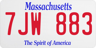 MA license plate 7JW883
