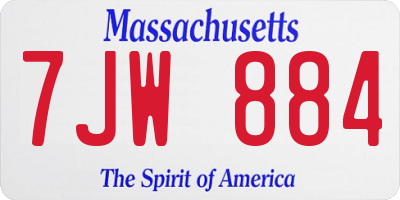 MA license plate 7JW884