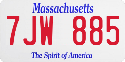 MA license plate 7JW885