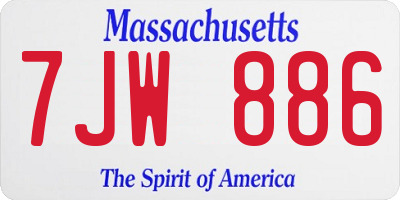 MA license plate 7JW886