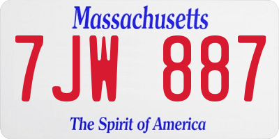 MA license plate 7JW887