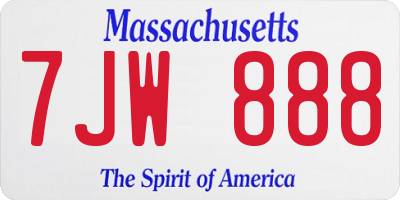 MA license plate 7JW888
