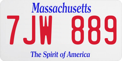 MA license plate 7JW889