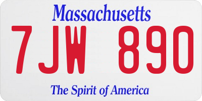 MA license plate 7JW890
