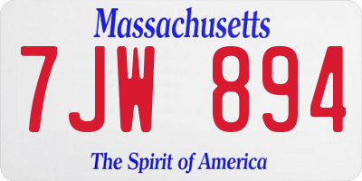 MA license plate 7JW894