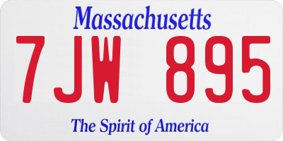 MA license plate 7JW895
