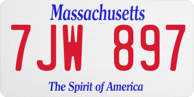 MA license plate 7JW897