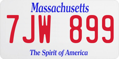 MA license plate 7JW899