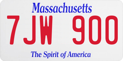 MA license plate 7JW900