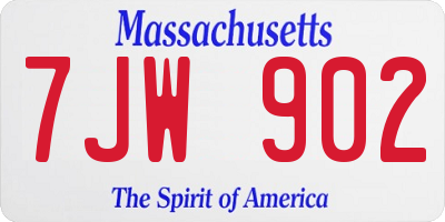 MA license plate 7JW902