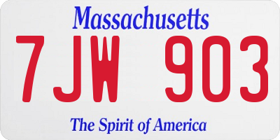 MA license plate 7JW903