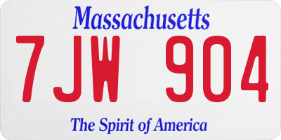 MA license plate 7JW904